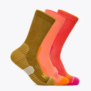 HOKA Crew Run Sock 3-Pack Crwy Seed/Neon Cantlpe/Bell Pepper