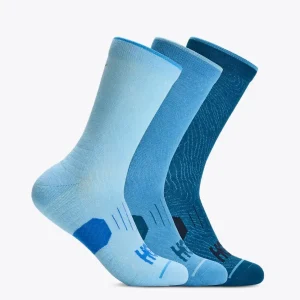 HOKA Crew Run Sock 3-Pack Hazy Blue/Soft Cobalt/Night Glw Blue