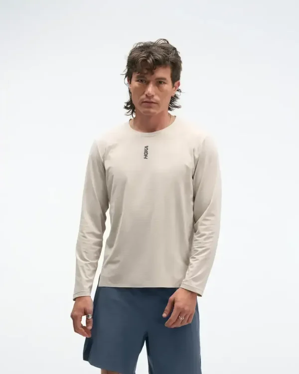 HOKA EveryRun Long Sleeve River Rock Grey